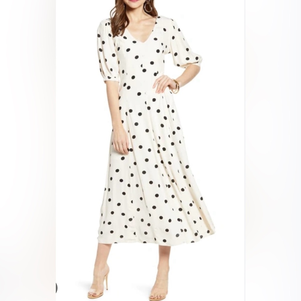 Something Navy Cream and Black Polka Dot Maxi Skirt